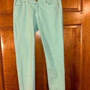Kate Spade Play Hooky Broome Street Mint Green Stretch Denim Capri Size 28